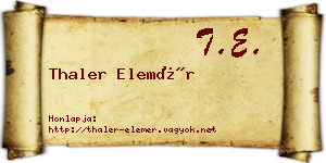 Thaler Elemér névjegykártya